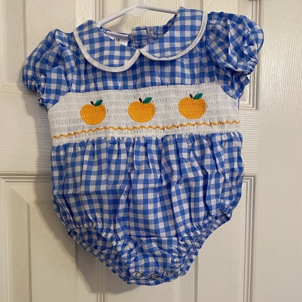 New Smocked Gingham Bubble Romper